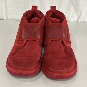 UGG Neumel II Graphic Spell Out Fur Lined Ankle Boot Women’s 8 Samba Red 1111730